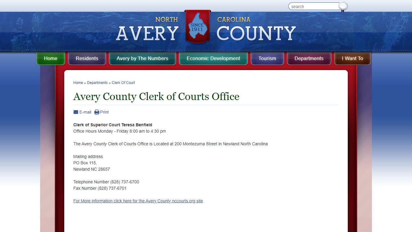 Avery County Clerk of Courts Office, Clerk of Superior Court Teresa ...